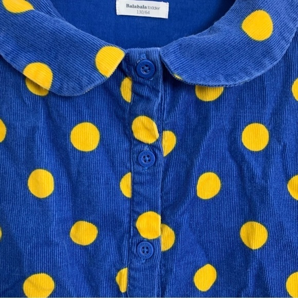 Balabala Toddler Polka Dot Corduroy Dress Little Girls 130/64 Cotton Puff Sleeve - Picture 8 of 13